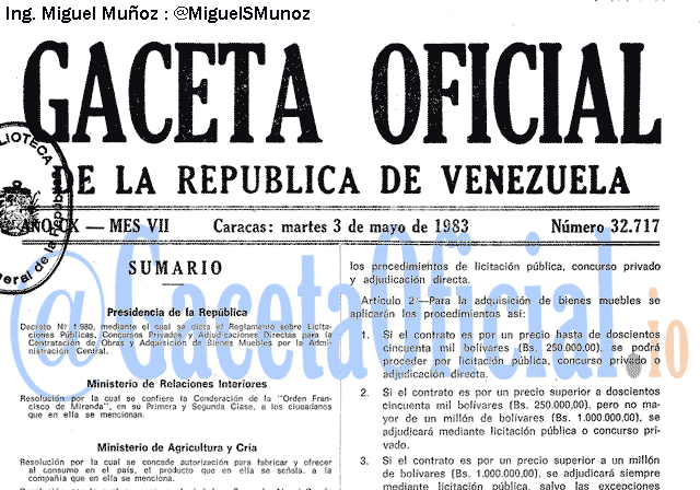 Gaceta Oficial 32717 del 3 Mayo 1983