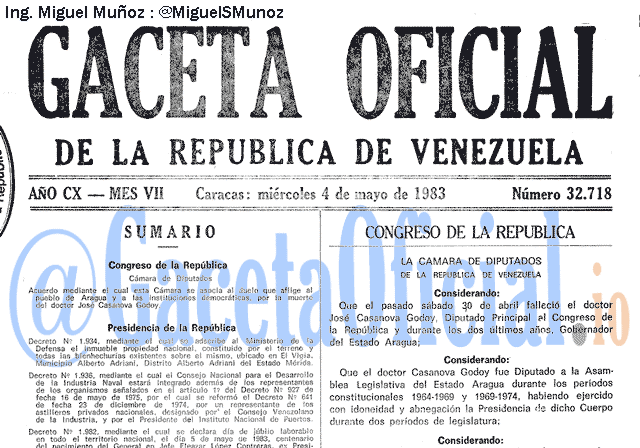 Gaceta Oficial 32718 del 4 Mayo 1983
