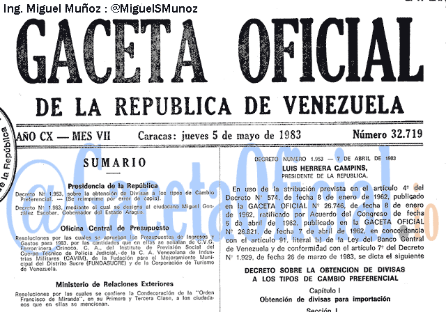 Gaceta Oficial 32719 del 5 Mayo 1983