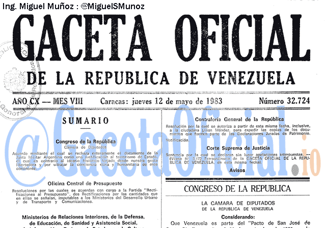 Gaceta Oficial 32724 del 12 Mayo 1983