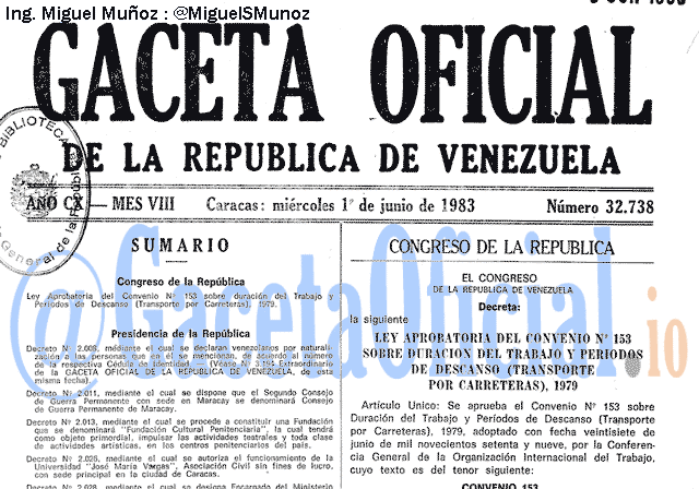 Gaceta Oficial 32738 del 1 Junio 1983