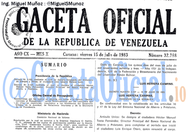 Gaceta Oficial 32768 del 15 Julio 1983