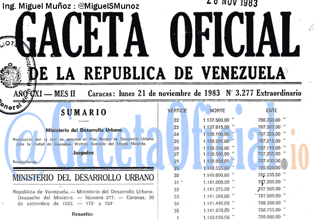 Gaceta Oficial 3277 del 21 Noviembre 1983