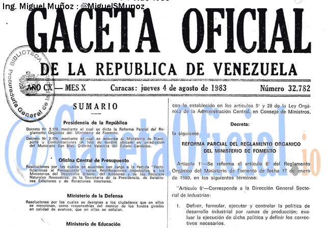 Gaceta Oficial 32782 del 4 Agosto 1983