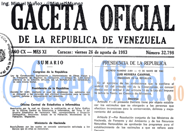 Gaceta Oficial 32798 del 26 Agosto 1983