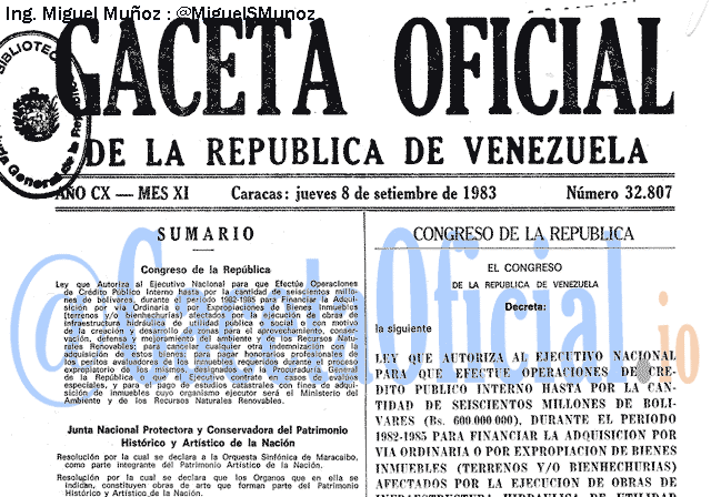 Gaceta Oficial 32807 del 8 Septiembre 1983