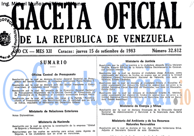 Gaceta Oficial 32812 del 15 Septiembre 1983