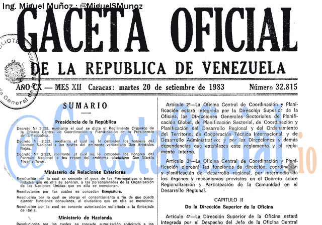 Gaceta Oficial 32815 del 20 Septiembre 1983