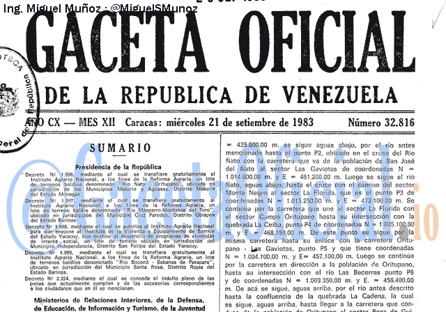 Gaceta Oficial 32816 del 21 Septiembre 1983