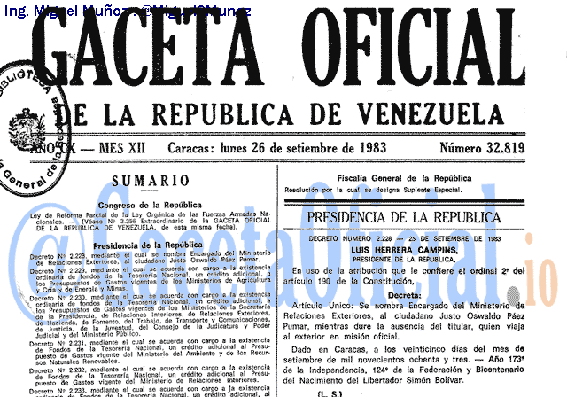 Gaceta Oficial 32819 del 26 Septiembre 1983