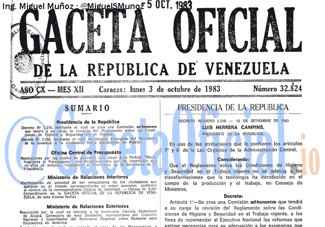 Gaceta Oficial 32824 del 3 Octubre 1983