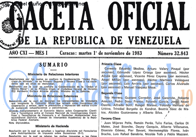 Gaceta Oficial 32843 del 1 Noviembre 1983