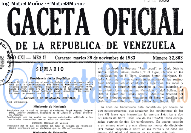 Gaceta Oficial 32863 del 29 Noviembre 1983