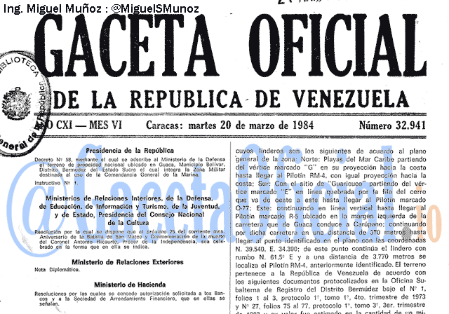 Gaceta Oficial 32941 del 20 Marzo 1984