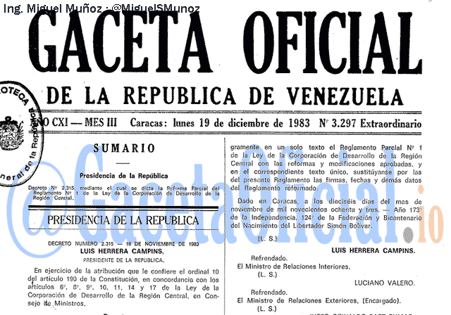 Gaceta Oficial 3297 del 19 Diciembre 1983