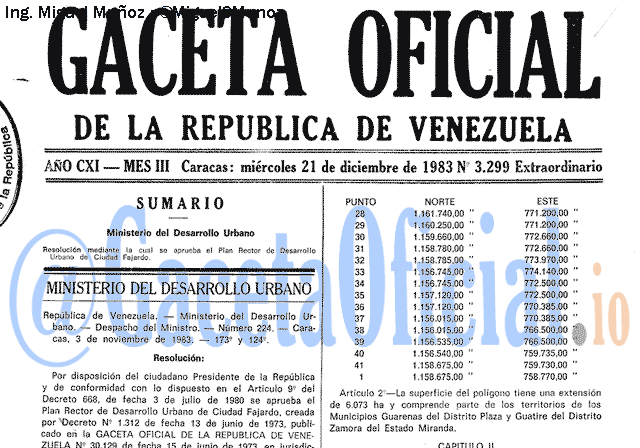 Gaceta Oficial 3299 del 21 Diciembre 1983