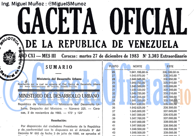 Gaceta Oficial 3303 del 27 Diciembre 1983
