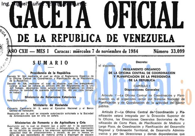 Gaceta Oficial 33099 del 7 Noviembre 1984