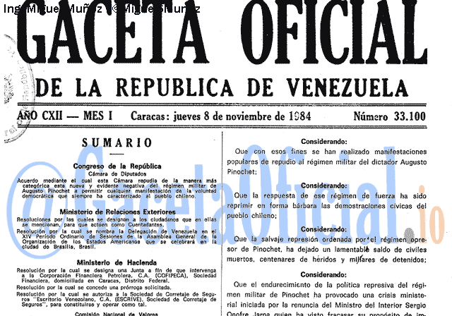 Gaceta Oficial 33100 del 8 Noviembre 1984