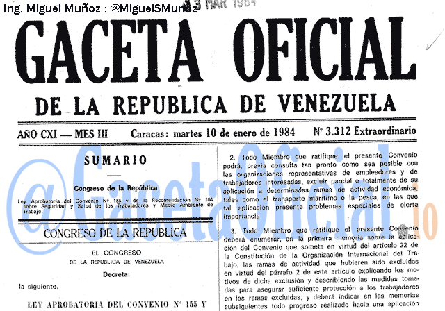 Gaceta Oficial 3312 del 10 Enero 1984