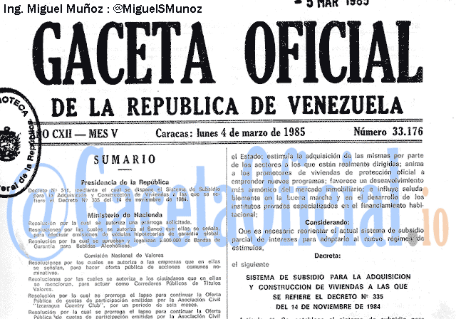 Gaceta Oficial 33176 del 4 Marzo 1985