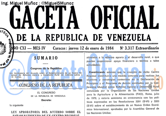 Gaceta Oficial 3317 del 12 Enero 1984
