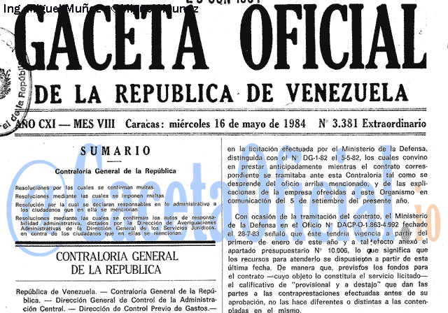 Gaceta Oficial 3381 del 16 Mayo 1984