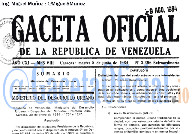 Gaceta Oficial 3396 del 5 Junio 1984