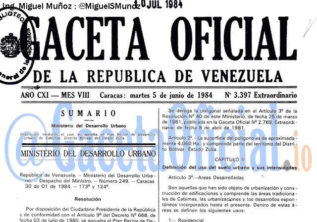 Gaceta Oficial 3397 del 5 Junio 1984