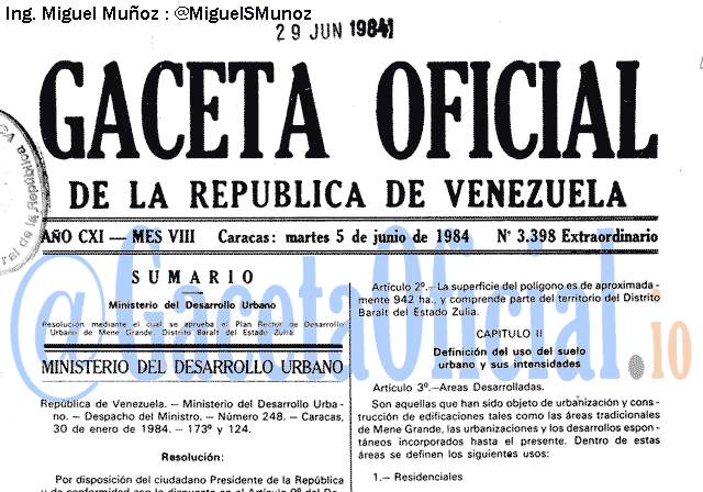 Gaceta Oficial 3398 del 5 Junio 1984