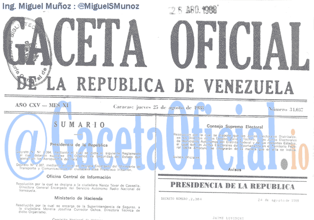 Gaceta Oficial 34037 del 25 Agosto 1988