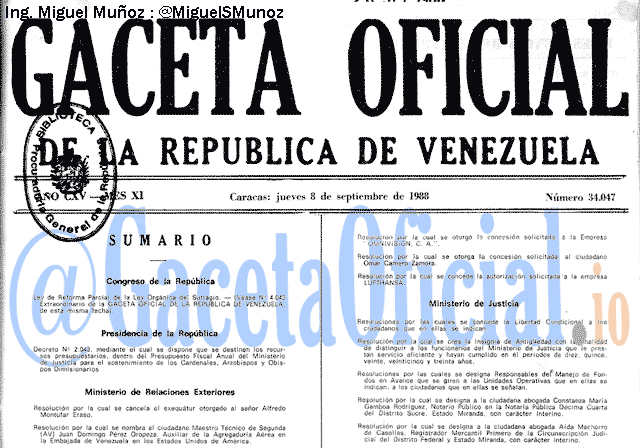 Gaceta Oficial 34047 del 8 Septiembre 1988