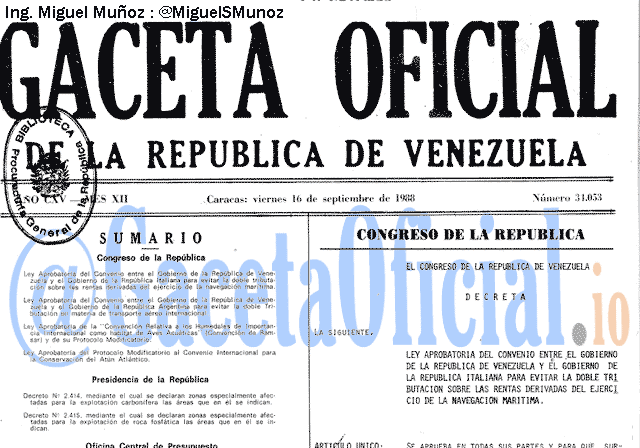 Gaceta Oficial 34053 del 16 Septiembre 1988