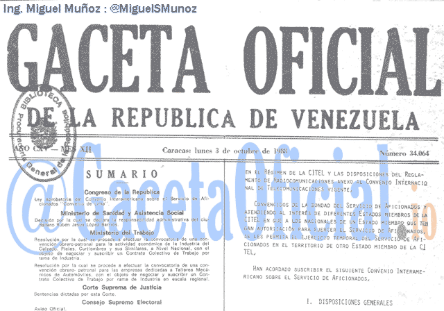 Gaceta Oficial 34064 del 3 Octubre 1988