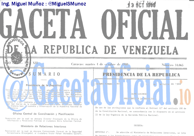 Gaceta Oficial 34065 del 4 Octubre 1988