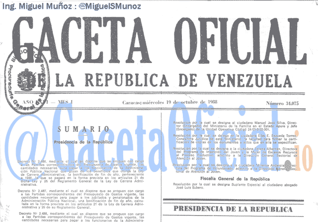 Gaceta Oficial 34075 del 19 Octubre 1988