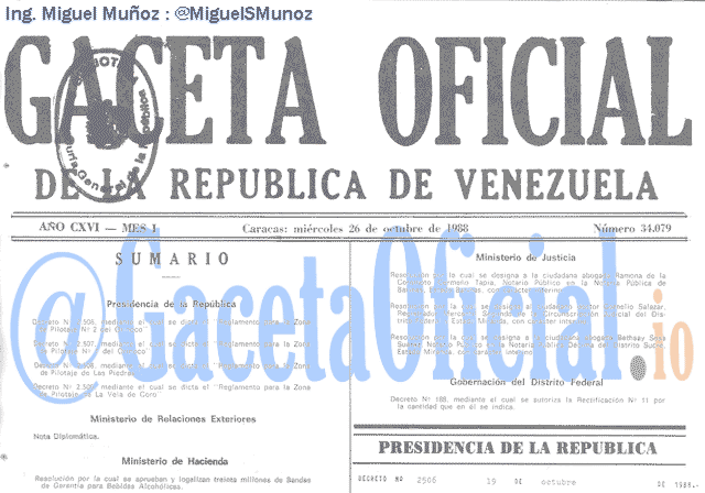 Gaceta Oficial 34079 del 26 Octubre 1988