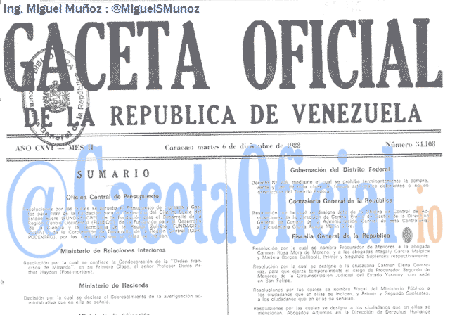 Gaceta Oficial 34108 del 6 Diciembre 1988