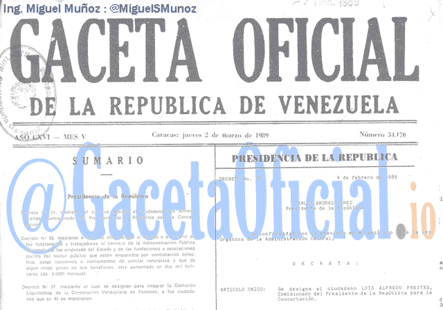 Gaceta Oficial 34170 del 2 Marzo 1989