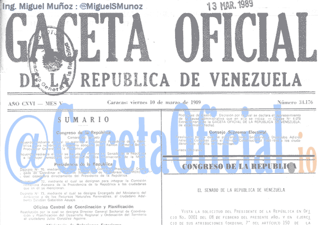 Gaceta Oficial 34176 del 10 Marzo 1989
