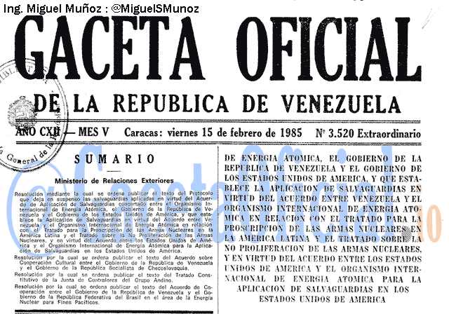 Gaceta Oficial 3520 del 15 Febrero 1985