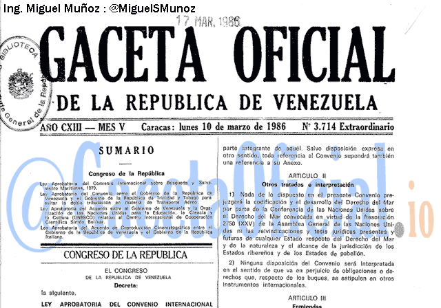 Gaceta Oficial 3714 del 10 Marzo 1986