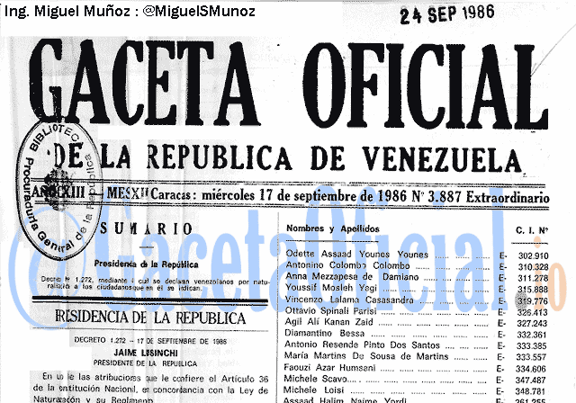 Gaceta Oficial 3887 del 17 Septiembre 1986