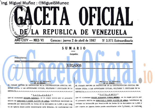Gaceta Oficial 3971 del 2 Abril 1987