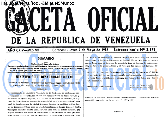 Gaceta Oficial 3979 del 7 Mayo 1987