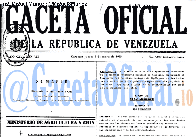 Gaceta Oficial 4030 del 5 Mayo 1988