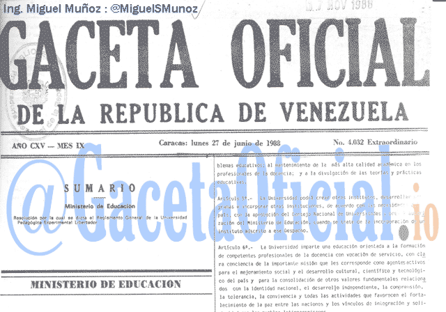 Gaceta Oficial 4032 del 27 Junio 1988