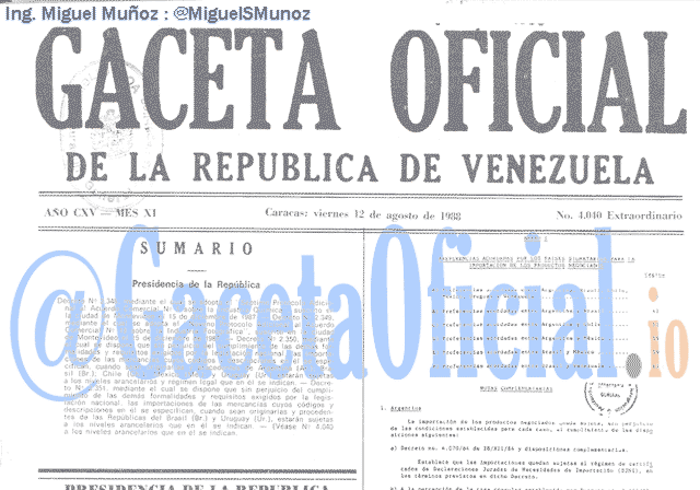 Gaceta Oficial 4040 del 12 Agosto 1988