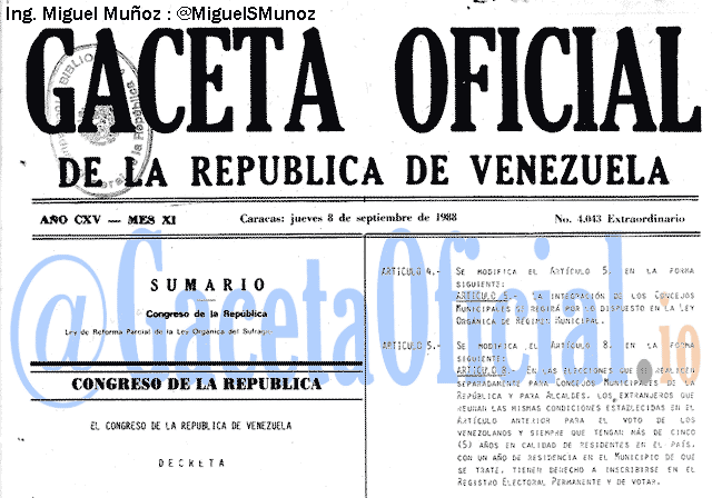 Gaceta Oficial 4043 del 8 Septiembre 1988