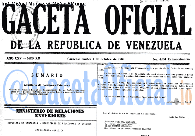 Gaceta Oficial 4051 del 4 Octubre 1988
